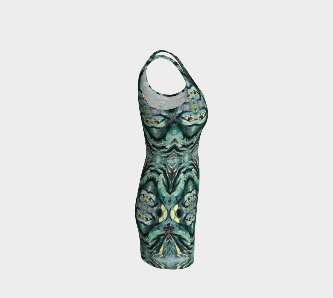 Green patterned swimsuit on a light gray background